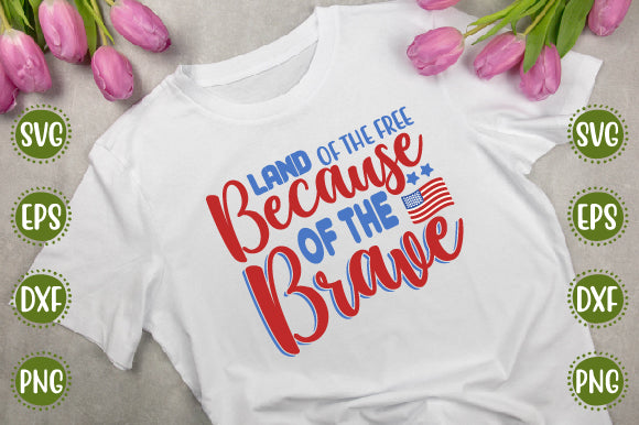4th of july Svg Design land of the free because of the brave SVG SH_Tee store 