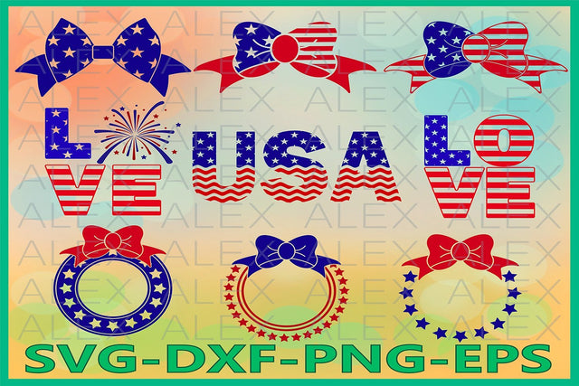 4th of July Svg, Flag Bow SVG AlexSVGStudio 