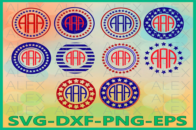 4th of July Svg, Monogram Frames SVG AlexSVGStudio 