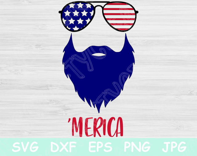 4th of July Svg, Patriotic Svg. Merica Svg Files for Cricut and Silhouette. Independence Day Svg Cut Files. Merica Beard Svg Design Eps. SVG TiffsCraftyCreations 