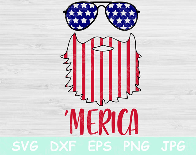 4th of July Svg, Patriotic Svg. Merica Svg Files for Cricut and Silhouette. Independence Day Svg Cut Files. Merica Beard Svg Design Eps. SVG TiffsCraftyCreations 