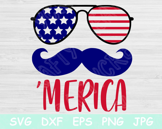 4th of July Svg, Patriotic Svg. Merica Svg Files for Cricut and Silhouette. Independence Day Svg Cut Files. Merica Mustache Svg Design Eps. SVG TiffsCraftyCreations 