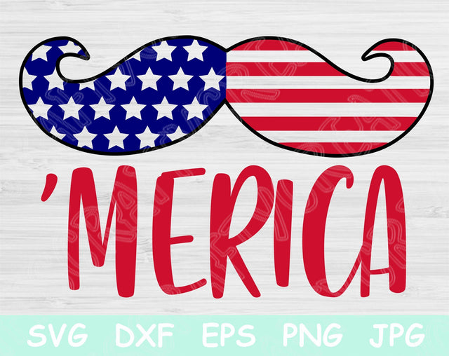 4th of July Svg, Patriotic Svg. Merica Svg Files for Cricut and Silhouette. Independence Day Svg Cut Files. Merica Mustache Svg Design Eps. SVG TiffsCraftyCreations 