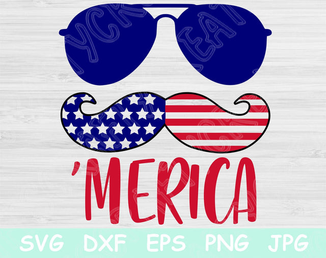 4th of July Svg, Patriotic Svg. Merica Svg Files for Cricut and Silhouette. Independence Day Svg Cut Files. Merica Mustache Svg Design Eps. SVG TiffsCraftyCreations 