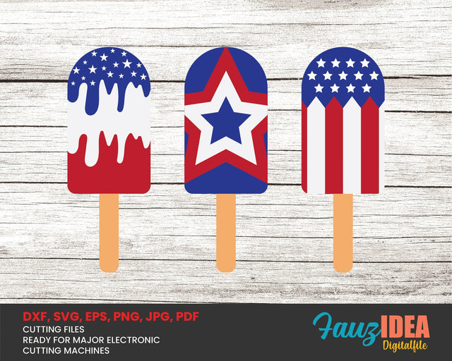 4th of July svg, Popsicle svg, Independence Day svg, American flag svg, patriotic, Svg Files for Cricut, cut file, dxf files for laser, png SVG Fauz 