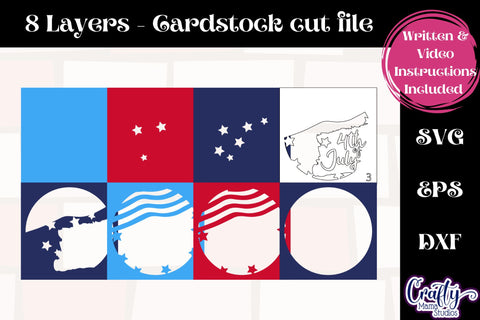 4th Of July Svg Shadow Box, 3D Layered USA Patriotic File SVG Crafty Mama Studios 