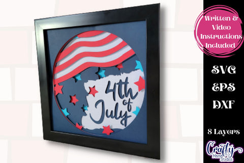 4th Of July Svg Shadow Box, 3D Layered USA Patriotic File SVG Crafty Mama Studios 
