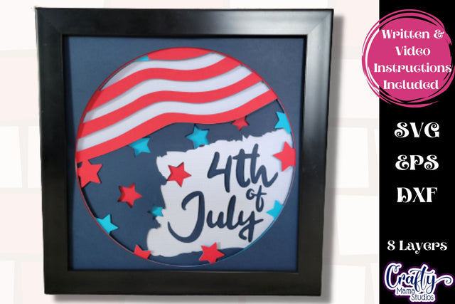 4th Of July Svg Shadow Box, 3D Layered USA Patriotic File SVG Crafty Mama Studios 