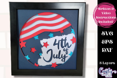 4th Of July Svg Shadow Box, 3D Layered USA Patriotic File SVG Crafty Mama Studios 
