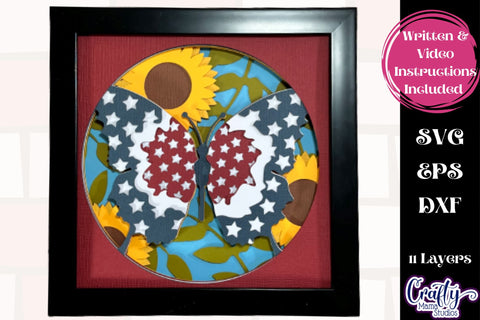 4th Of July Svg Shadow Box, Layered Butterfly Svg Sunflower SVG Crafty Mama Studios 