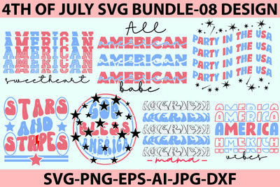 4th of July Svg,Patriotic Quote,Eps Png, America Cut Files, Fourth of July,America T shirt,Svg,Png,Sublimation,Usa Svg Veteran,Retro 4th Of July Svg Bundle SVG BB Type Studios 