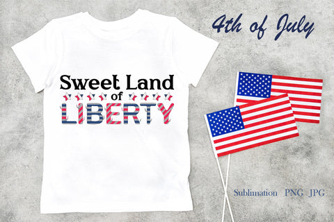 4th of July, Sweet Land of Liberty patriotic quote, png Sublimation LuckyTurtleArt 