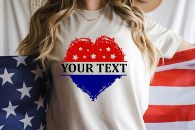 4th of July T-Shirt, American Flag Heart, Split Monogram Svg SVG TonisArtStudio 