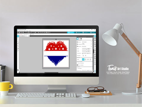 4th of July T-Shirt, American Flag Heart, Split Monogram Svg SVG TonisArtStudio 