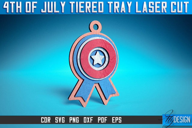 4th of July Tiered Tray Laser Cut SVG | Tiered Tray Laser Cut SVG Design | CNC Files SVG Fly Design 