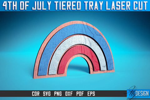 4th of July Tiered Tray Laser Cut SVG | Tiered Tray Laser Cut SVG Design | CNC Files SVG Fly Design 