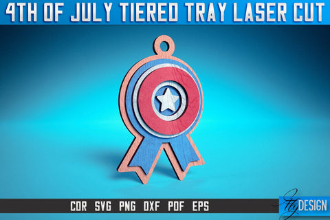 4th of July Tiered Tray Laser Cut SVG | Tiered Tray Laser Cut SVG Design | CNC Files SVG Fly Design 