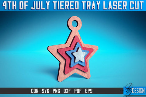 4th of July Tiered Tray Laser Cut SVG | Tiered Tray Laser Cut SVG Design | CNC Files SVG Fly Design 