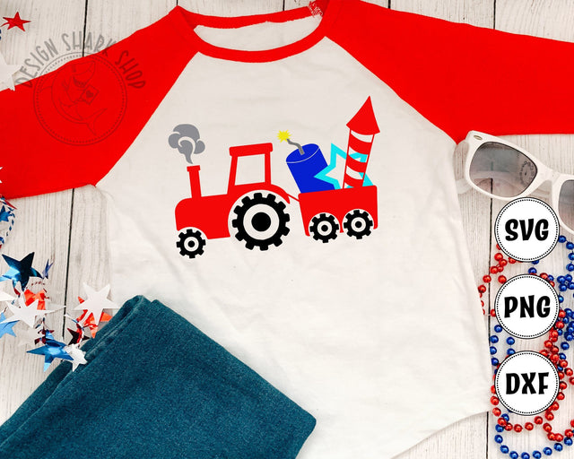 4th of July Tractor SVG Design Shark 