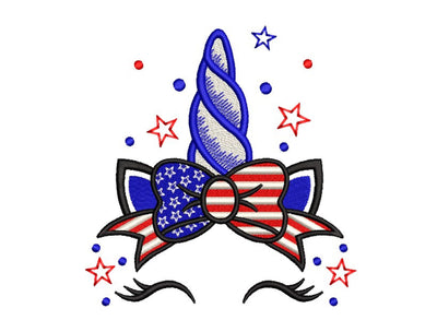4th of July Unicorn Embroidery Design, Independence Day Embroidery File, 3 sizes Embroidery/Applique DESIGNS Nino Nadaraia 