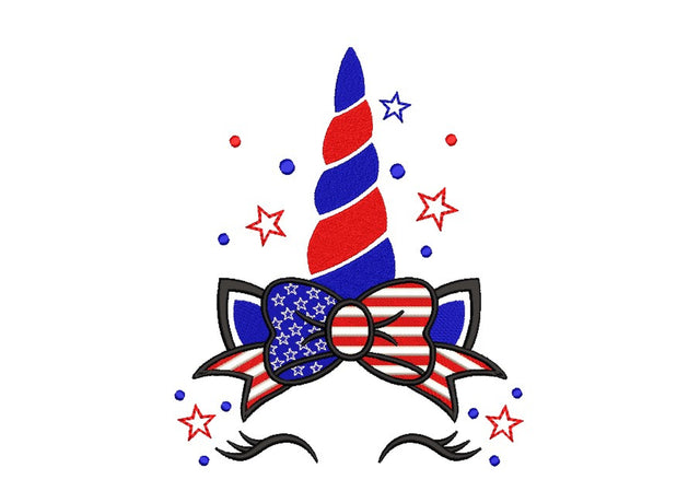 4th of July Unicorn Embroidery Design, Independence Day Embroidery File, 4 sizes Embroidery/Applique DESIGNS Nino Nadaraia 