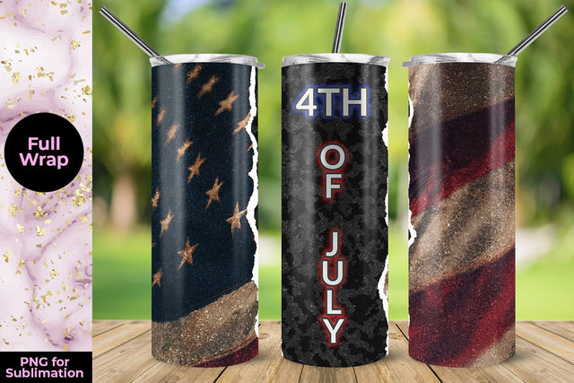4th of July USA Flag Skinny Tumbler 20oz Skinny Wrap Template Sublimation Sublimatiz Designs 