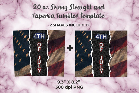 4th of July USA Flag Skinny Tumbler 20oz Skinny Wrap Template Sublimation Sublimatiz Designs 