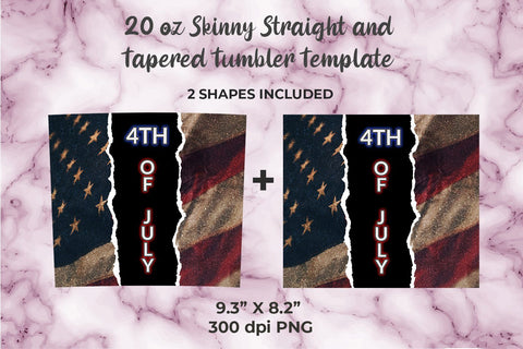 4th of July USA Flag Skinny Tumbler 20oz Skinny Wrap Template Sublimation Sublimatiz Designs 