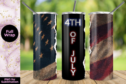 4th of July USA Flag Skinny Tumbler 20oz Skinny Wrap Template Sublimation Sublimatiz Designs 