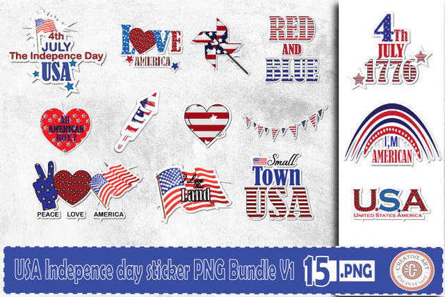 4th Of July USA Indepence day sticker Bundle Sublimation jacpot007 