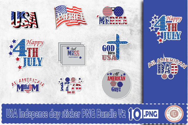 4th Of July USA Indepence day sticker Bundle V2 Sublimation jacpot007 