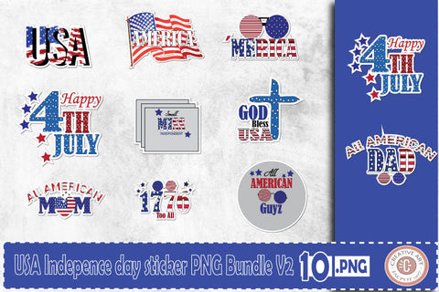 4th Of July USA Indepence day sticker Bundle V2 Sublimation jacpot007 