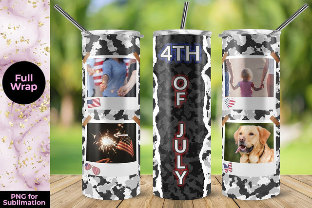 4th of July White Camouflage Skinny Tumbler Design 20 Oz Sublimation Sublimatiz Designs 