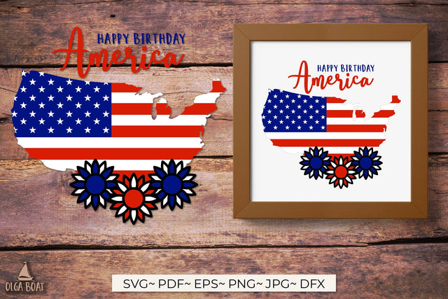 4th usa map | Happy birthday america Patriotic svg SVG Olga Boat Design 