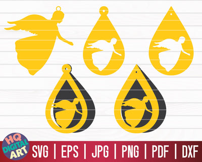 5 Angel Earrings SVG Bundle | Christmas Earrings SVG SVG HQDigitalArt 