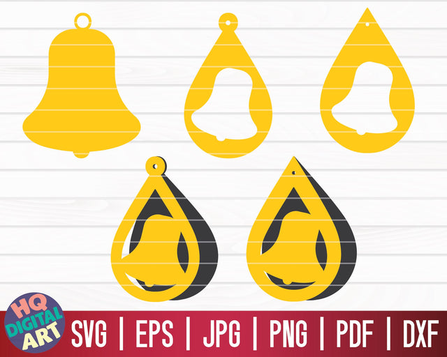 5 Bell Earrings SVG Bundle | Christmas Earrings SVG SVG HQDigitalArt 