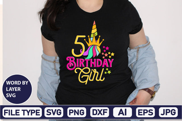 5 Birthday Girl SVG Cut File SVG DesignPlante 503 