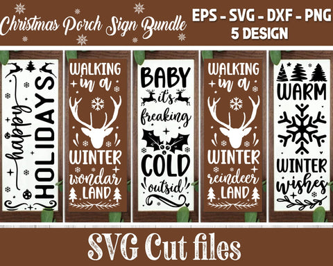 5 Christmas Porch Signs, Christmas Porch Sign Bundle svg, Farmhouse Svg, Welcome Sign Svg, Christmas Svg, Xmas Sign Svg, Porch Sign Svg SVG etcify 