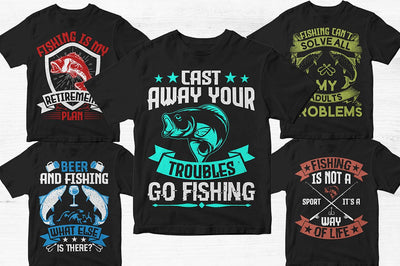 5 Fishing T-Shirt Design Bundle-Trendy Pod Best T-Shirt Design Bundle SVG Svgcraft 