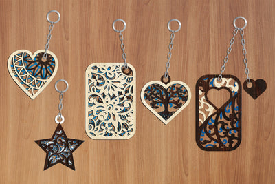 5 Keychains Bundle Multilayer Laser Cut Files FREE, SVG, 3D Designs, Mini Design Bundles SVG LaserCutano 