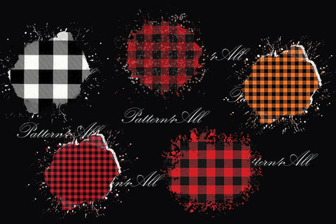 5 PNG digital background plaid, Check splashes, Buffalo plaid Patches - Sublimation Patches PNG - design element - instant download Sublimation ArtStudio 