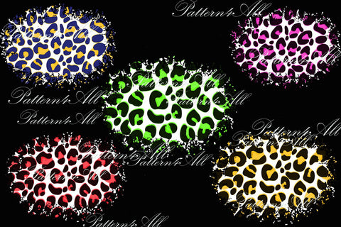 5 Splatter Colors Cheetah Pack, Sublimation for element,Distress Cheetah Background,Leopard Print Pattern,Distressed White bleach effect PNG Sublimation ArtStudio 
