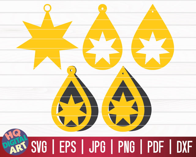 5 Star Earrings SVG Bundle | Christmas Earrings SVG SVG HQDigitalArt 