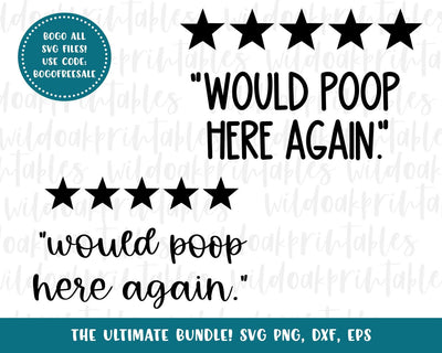5 stars would poop here again svg wall sign, sarcastic bathroom svg bundle, funny bathroom signs svg, funny sarcasm svgs, bathroom svgs SVG WildOakSVG 