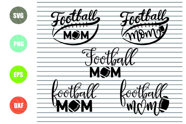 5 Styles Football Mom Svg - Football Svg, Png, Dxf, Eps Cut Files SVG Artstoredigital 