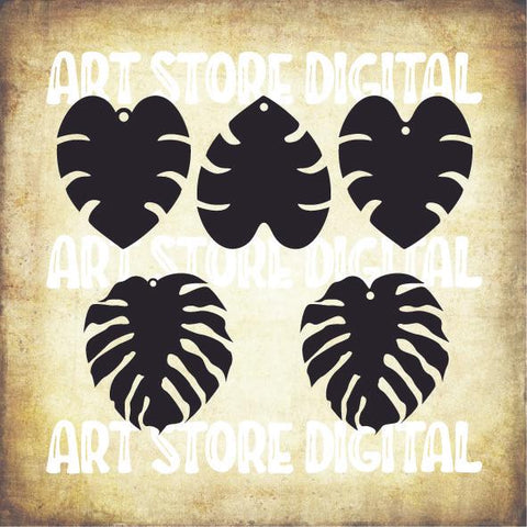 Styles Monstera Leaf Earring Svg, Monstera Leaf Earring Template