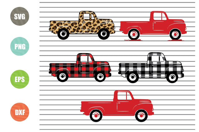 5 Styles Truck SVG Bundle, Vintage Farm Truck Svg, Leopard Print Truck, Grunge Pickup Truck, Kids Silhouette Png Eps Dxf Vinyl Decal Digital Cut File SVG Artstoredigital 