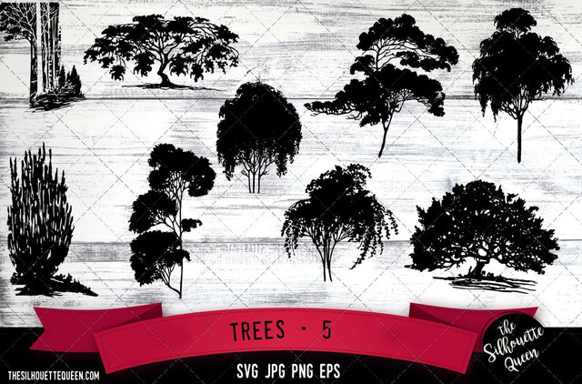 5. Trees - 5 SVG -Vector Art Commercial & Personal Use- Cricut,Silhouette,Cameo,Vinyl Cut SVG Loveleen Kaur 
