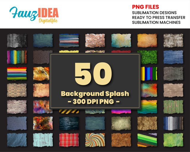 50 Background Splash PNG sublimation design Bundle - Printable - Print and Transfer - PNG Transparent - Element Collection v.2 Sublimation Fauz 