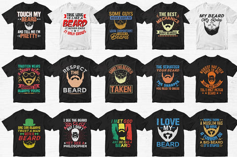 50 Beard Typography T-shirt Design Bundle-Trendy Pod Best T-Shirt Design Bundle SVG Svgcraft 